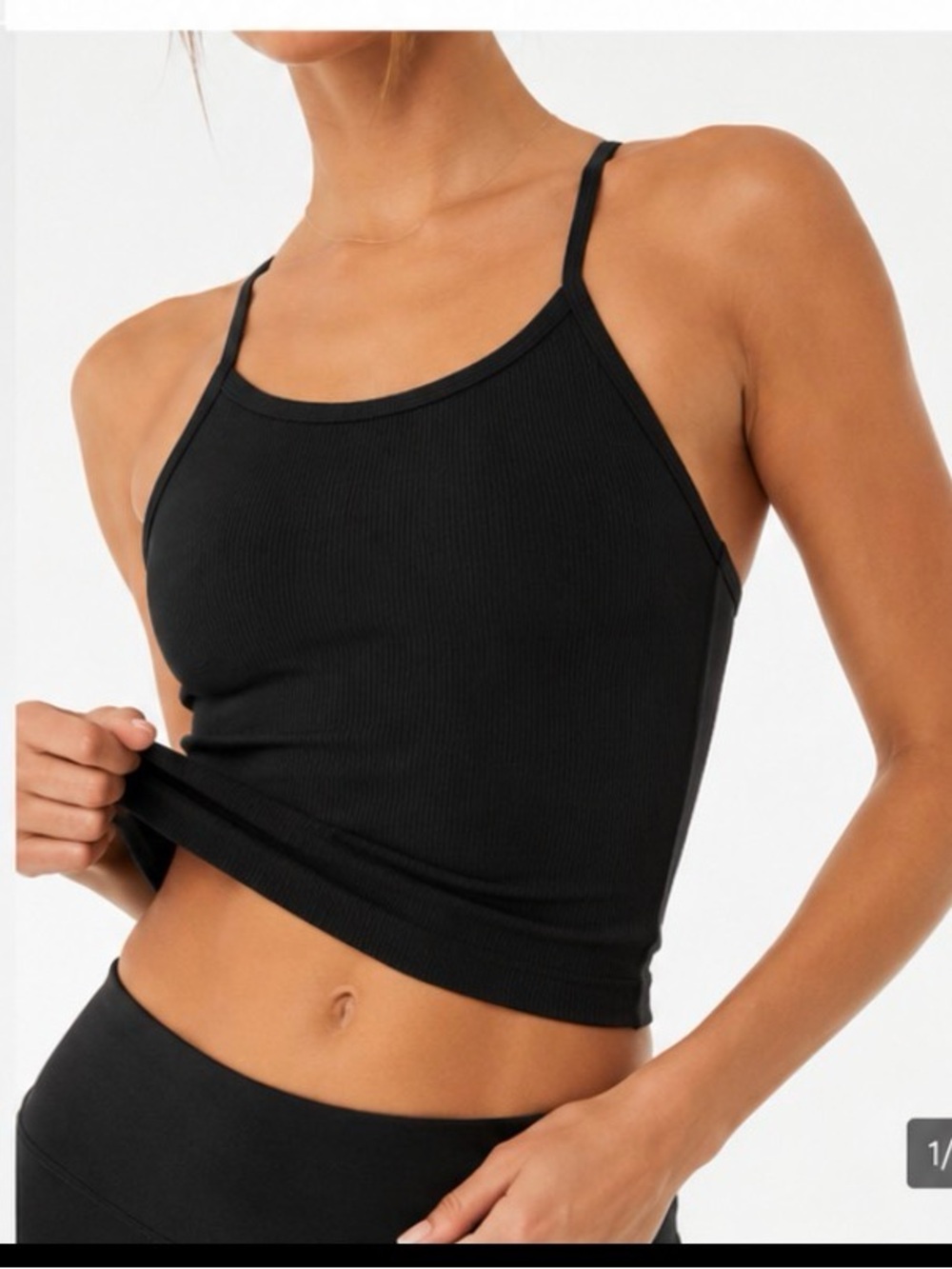 Alo Yoga Ribbed Calm Tank Black Medium Built-In Bra NWOT